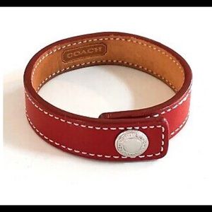 Never Worn: Red Coach Leather Snap Bracelet